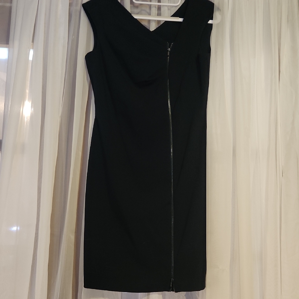 Calvin Klein Black Zip-Front Mini Dress